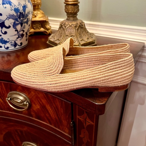 NWOB Carrie Forbes Atlas Raffia Rattan Straw Loafers Beige Natural Size 37 or‎ 7 - Picture 3 of 8